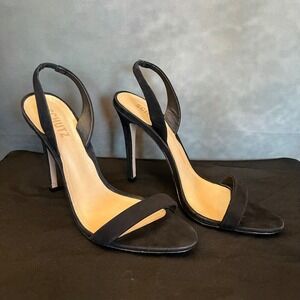 SCHUTZ Luriane‎ Black Suede Slingback Stiletto Heels Sandals Women's Size 8